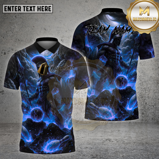 Maxcorners Bowling Shirt Spartan Warrior Volcano Fury Multioptions Personalized Name, Team Name Unisex 3D Shirt (4 Colors)