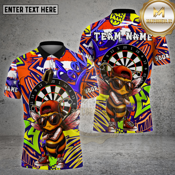 Maxcorners Darts Shirt Cool Bee Graffiti Urban Style Multioptions Personalized Name, Team Name Unisex 3D Shirt (4 Colors)