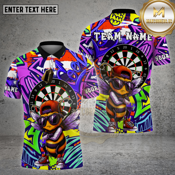 Maxcorners Darts Shirt Cool Bee Graffiti Urban Style Multioptions Personalized Name, Team Name Unisex 3D Shirt (4 Colors)