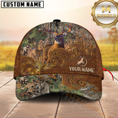 Maxcorners Hunting Whitetail Deer Brown Tooled Leather Camo Patch Custom Name 3D Cap (6 Colors)