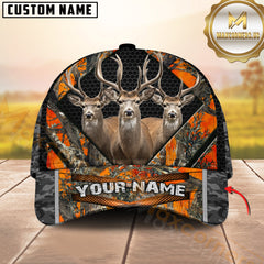 Maxcorners Triple Buck Deer Honeycomb Military Camo Custom Name 3D Cap  (4 Colors)