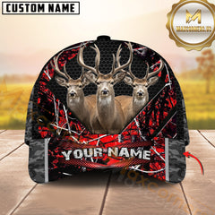 Maxcorners Triple Buck Deer Honeycomb Military Camo Custom Name 3D Cap  (4 Colors)