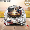 Maxcorners Hunting American Flag Moose Sunrise Farm Scene Camo Custom Name 3D Cap  (6 Colors)