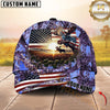 Maxcorners Hunting American Flag Moose Sunrise Farm Scene Camo Custom Name 3D Cap  (6 Colors)