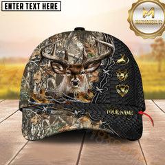 Maxcorners Whitetail Deer Hunting Snakeskin Leather Lace Gold Icon Custom Name 3D Cap (6 Colors)