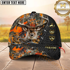 Maxcorners Whitetail Deer Hunting Snakeskin Leather Lace Gold Icon Custom Name 3D Cap (6 Colors)