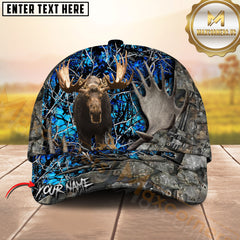 Maxcorners Moose Hunting Hunter Antlers Skull Camo Custom Name 3D Cap (7 Colors)