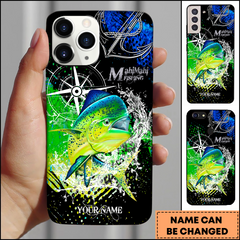 Maxcorners Mahi-mahi Fishing Compass Anchor Splash Art Personalized Name Phone Case