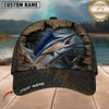 Maxcorners Fishing Rustic Wood Frame Black Scale Customized Name 3D Cap