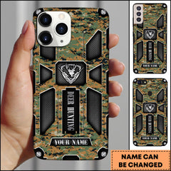 Maxcorners Hunting Phonecase Woodland Digital Camo Military Tactical Deer Logo Personalized Name 3D Phone Case