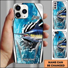 Maxcorners Marlin Fishing Modern Water Art Fishing Makes Me Happy Personalized Name Phone Case