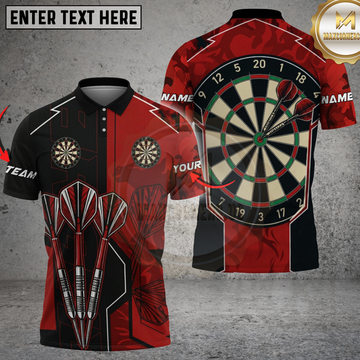 Maxcorners Darts Shirt Classic Red Black Design Multicolor Options Personalized Name, Team Name 3D Shirt