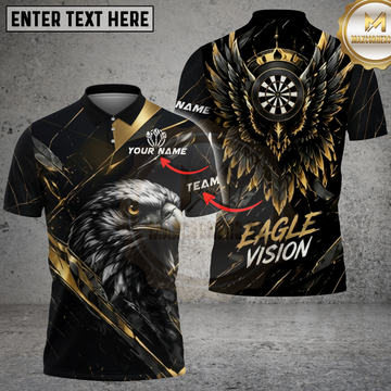Maxcorners Darts Shirt Eagle Vision Golden Wing Design Multicolor Options Personalized Name, Team Name 3D Shirt
