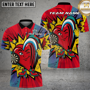 Maxcorners Darts Shirt Pop Art Heart Character Multicolor Options Personalized Name, Team Name 3D Shirt