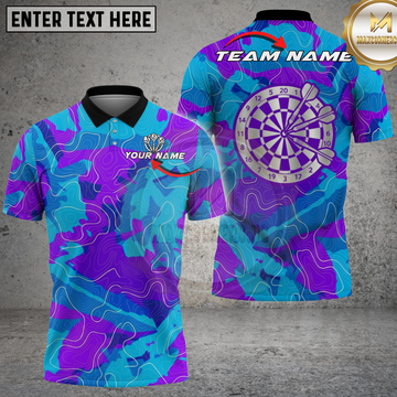 Maxcorners Darts Shirt Purple Blue Camo Design Multicolor Options Personalized Name, Team Name 3D Shirt