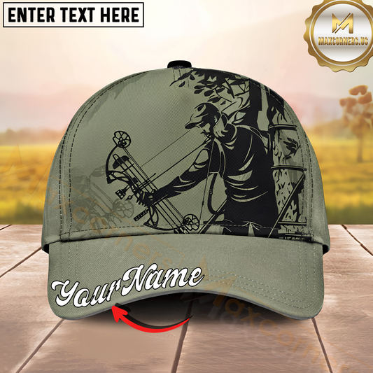 Maxcorners Hunting Bowhunter Silhouette Artwork Personalized Name 3D Cap