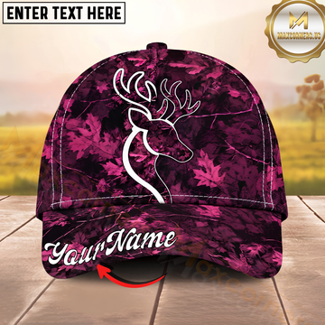 Maxcorners Hunting Deer Pink Camouflage Personalized Name 3D Cap