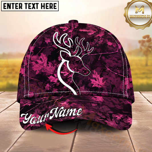 Maxcorners Hunting Deer Pink Camouflage Personalized Name 3D Cap