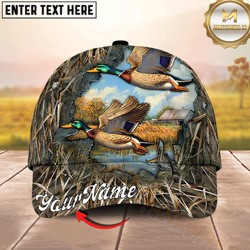 Maxcorners Hunting Mallard Wetland Flight Personalized Name 3D Cap