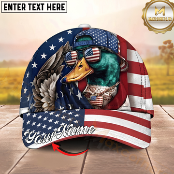 Maxcorners Hunting Patriotic Mallard Sunglasses Personalized Name 3D Cap
