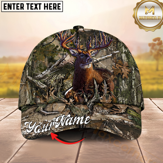 Maxcorners Hunting Trophy Buck Forest Camouflage Personalized Name 3D Cap