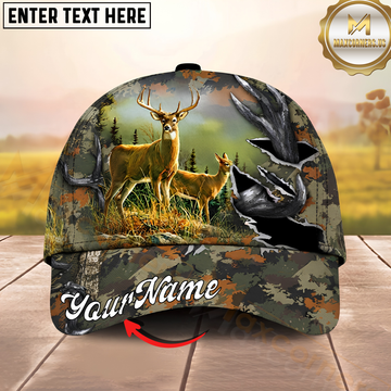 Maxcorners Hunting Whitetail Deer Forest Family Personalized Name 3D Cap