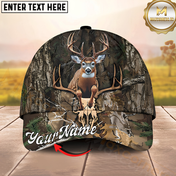 Maxcorners Hunting Whitetail Skull Trophy Personalized Name 3D Cap
