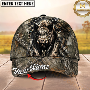 Maxcorners Hunting Wild Boar Breakthrough Artwork Personalized Name 3D Cap