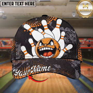 Maxcorners Bowling Angry Strike Cartoon Multicolor Options Personalized Name Cap