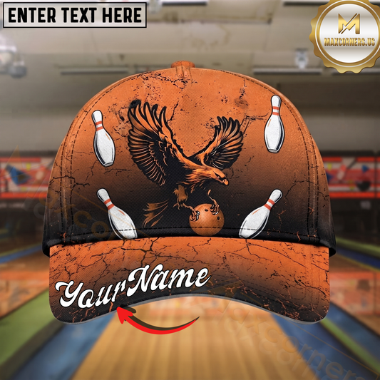 Maxcorners Bowling Eagle Strike Artwork Multicolor Options Personalized Name Cap