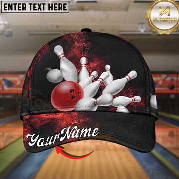 Maxcorners Bowling Fiery Bowling Ball Graphic Multicolor Options Personalized Name Cap