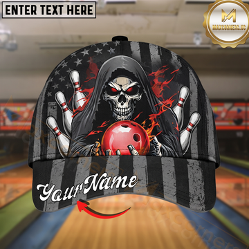 Maxcorners Bowling Grim Reaper Strike Multicolor Options Personalized Name Cap