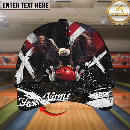 Maxcorners Bowling Patriotic Bald Eagle Multicolor Options Personalized Name Cap