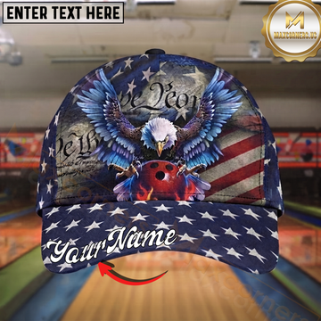 Maxcorners Bowling Patriotic Bald Eagle Strike Multicolor Options Personalized Name Cap