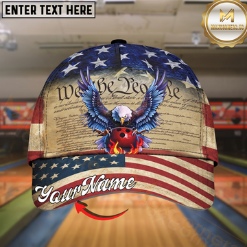 Maxcorners Bowling Patriotic Constitution Eagle Multicolor Options Personalized Name Cap