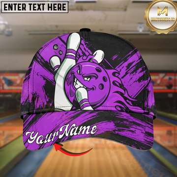 Maxcorners Bowling Purple Power Strike Multicolor Options Personalized Name Cap