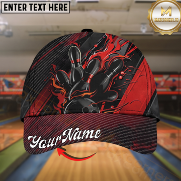 Maxcorners Bowling Red Flame Strike Multicolor Options Personalized Name Cap