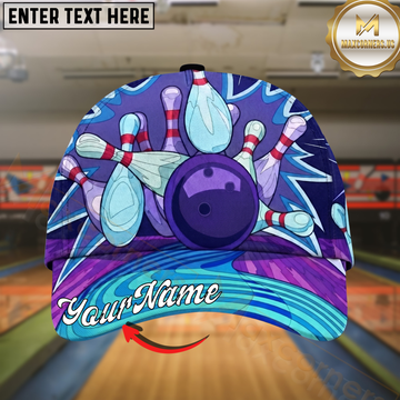Maxcorners Bowling Retro Purple Strike Multicolor Options Personalized Name Cap