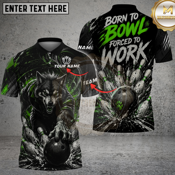 Maxcorners Bowling Shirt Fierce Wolf Strike Design Multicolor Options Personalized Name, Team Name 3D Shirt
