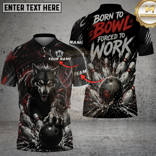 Maxcorners Bowling Shirt Fierce Wolf Strike Design Multicolor Options Personalized Name, Team Name 3D Shirt