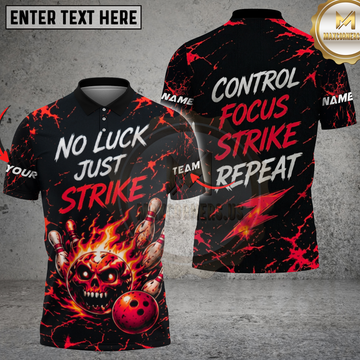 Maxcorners Bowling Shirt Flaming Skull Strike Design Multicolor Options Personalized Name, Team Name 3D Shirt