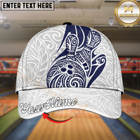 Maxcorners Bowling Tribal Ball Artwork Multicolor Options Personalized Name Cap