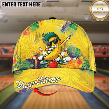 Maxcorners Bowling Tropical Banana Cartoon Multicolor Options Personalized Name Cap