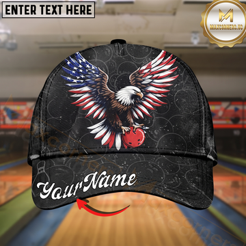 Maxcorners Bowling USA Flag Strike Multicolor Options Personalized Name Cap