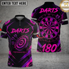 Maxcorners Darts Shirt Neon Purple Bullseye Design Multicolor Options Personalized Name, Team Name 3D Shirt