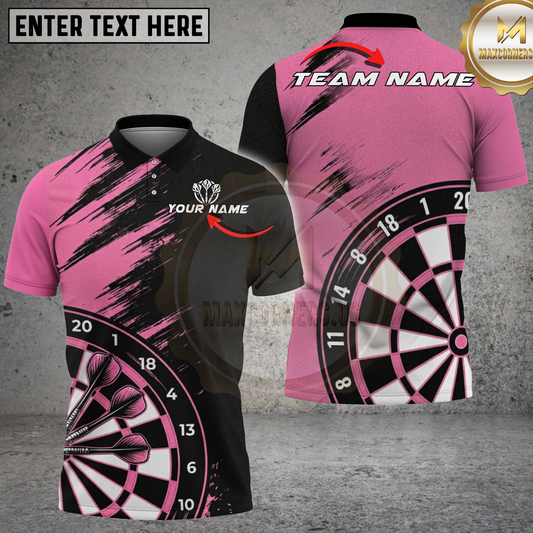 Maxcorners Darts Shirt Pink Bullseye Graphic Multicolor Options Personalized Name, Team Name 3D Shirt