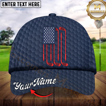Maxcorners Golf American Flag Golf Clubs Personalized Name 3D Cap