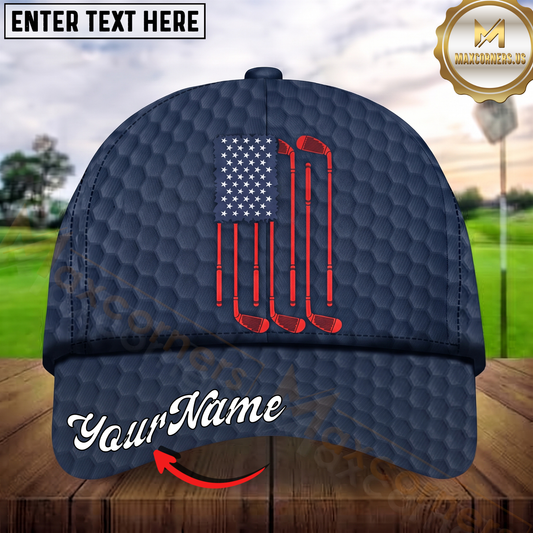 Maxcorners Golf American Flag Golf Clubs Personalized Name 3D Cap
