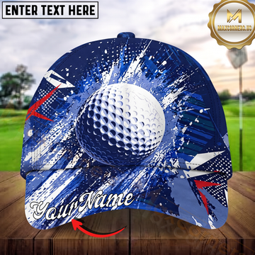 Maxcorners Golf Ball Blue Paint Explosion Personalized Name 3D Cap