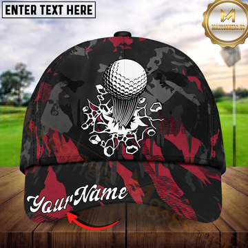 Maxcorners Golf Ball Breaking Impact Camo Personalized Name 3D Cap